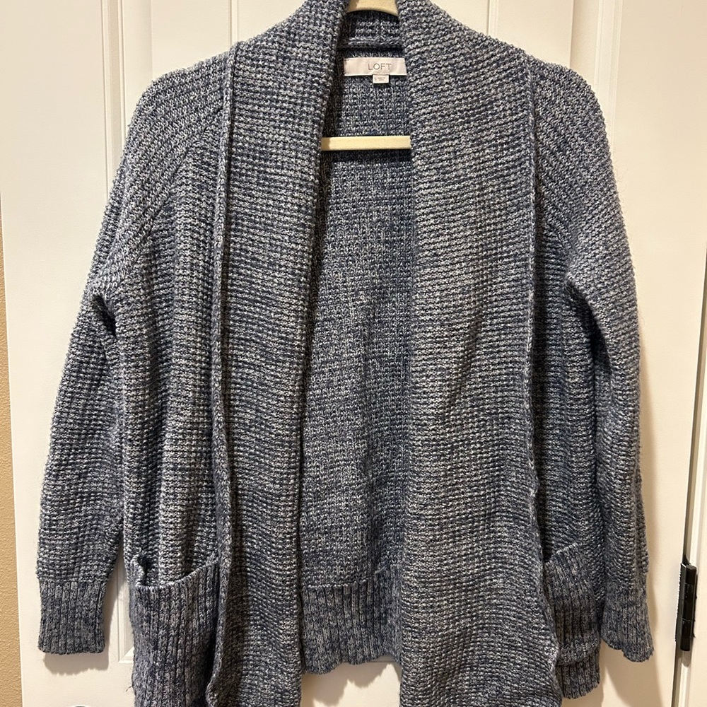 LOFT Women's Heathered Blue Cardigan